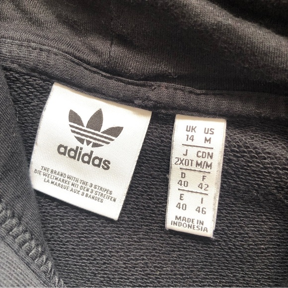 Adidas Jumbo Black/White Logo Cropped Sweatshirt Hoodie Women’s Juniors Size M - Picture 9 of 16